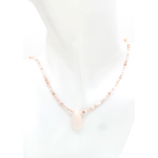 Halskette aus facettiertem rosa Andenopal