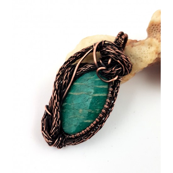 Kettenanhänger in Wire Wrapping-Amazonit