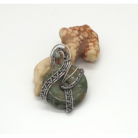 Anhänger in Wire Wrapping-Chrysopras